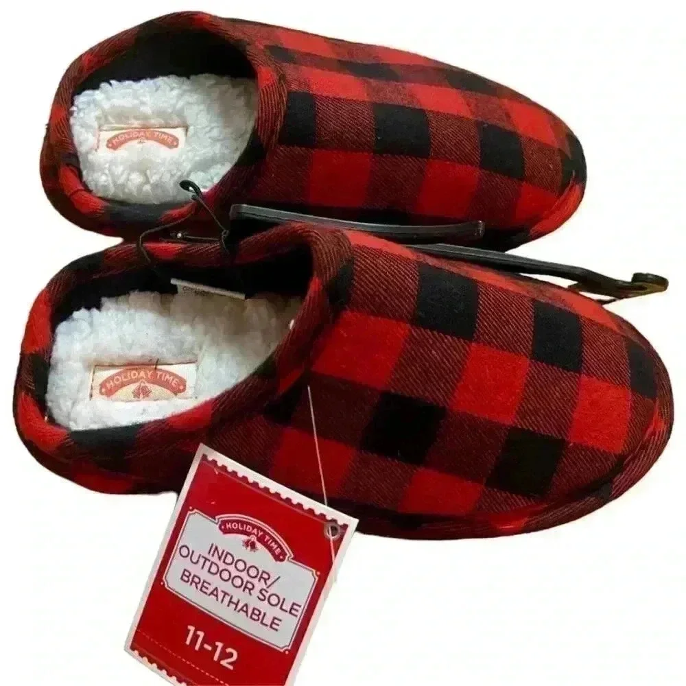 Plaid toddler slippers NEW (11/12)